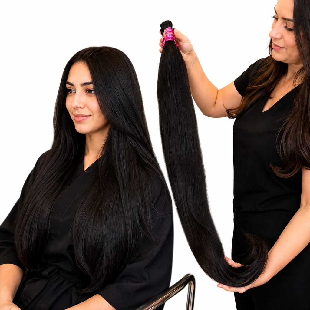 Aplique de Cabelo Liso 55cm 100gr Longo para Alongamento